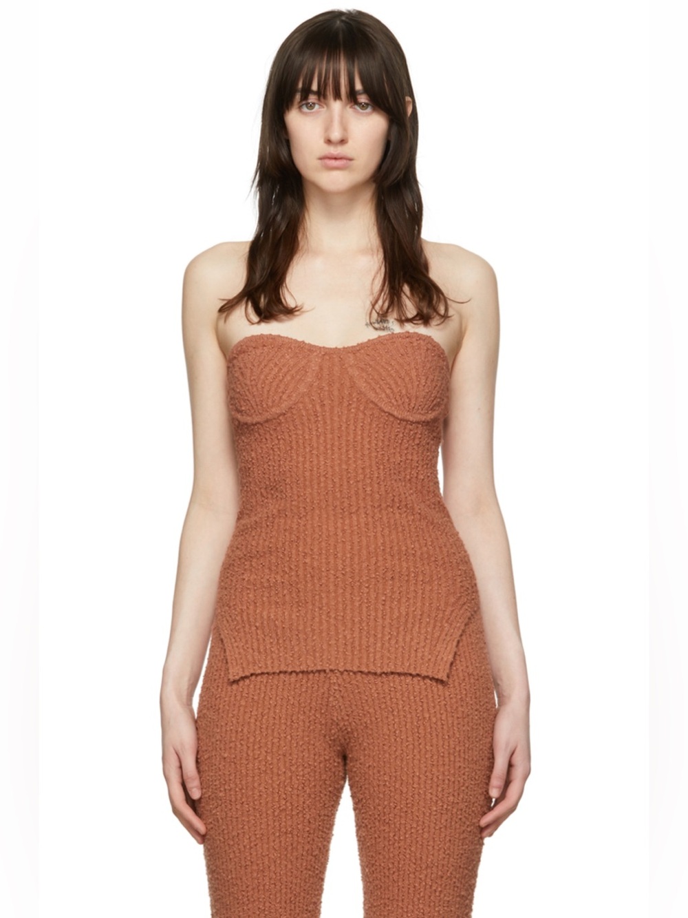 Helmut Lang SSence Knit Strapless Bustier Tube Camisole Brown Women’s Size Small